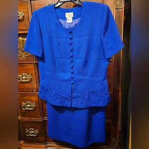 Koret Women's Blue Embroidered Top & Skirt, 2 Piece Set